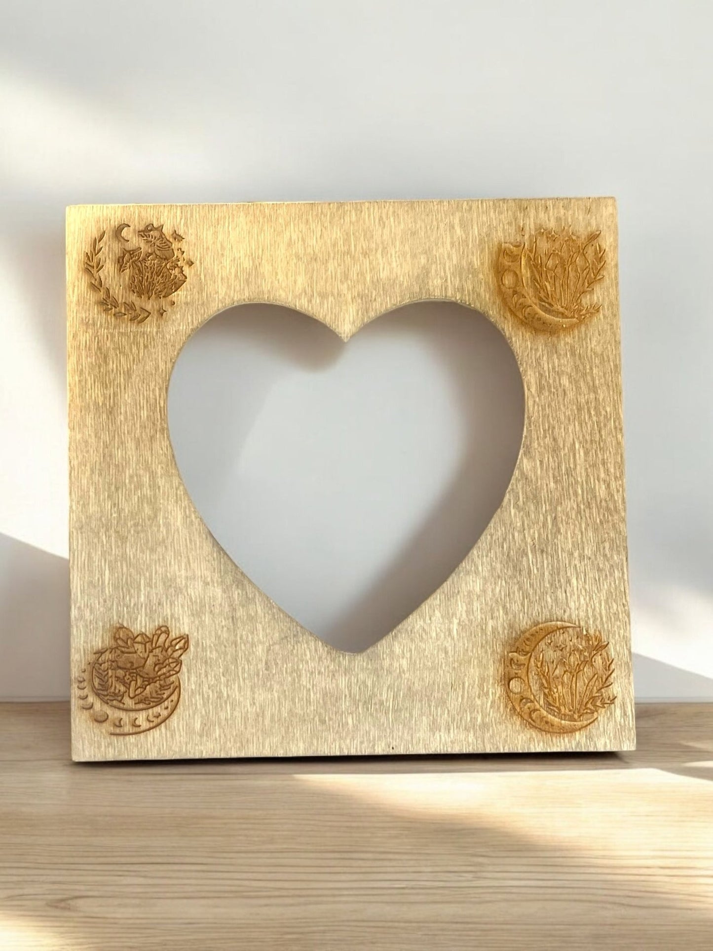 Heart-Shaped Wooden Engraved Picture Frame (7x5) - JoyfulBliss Co.