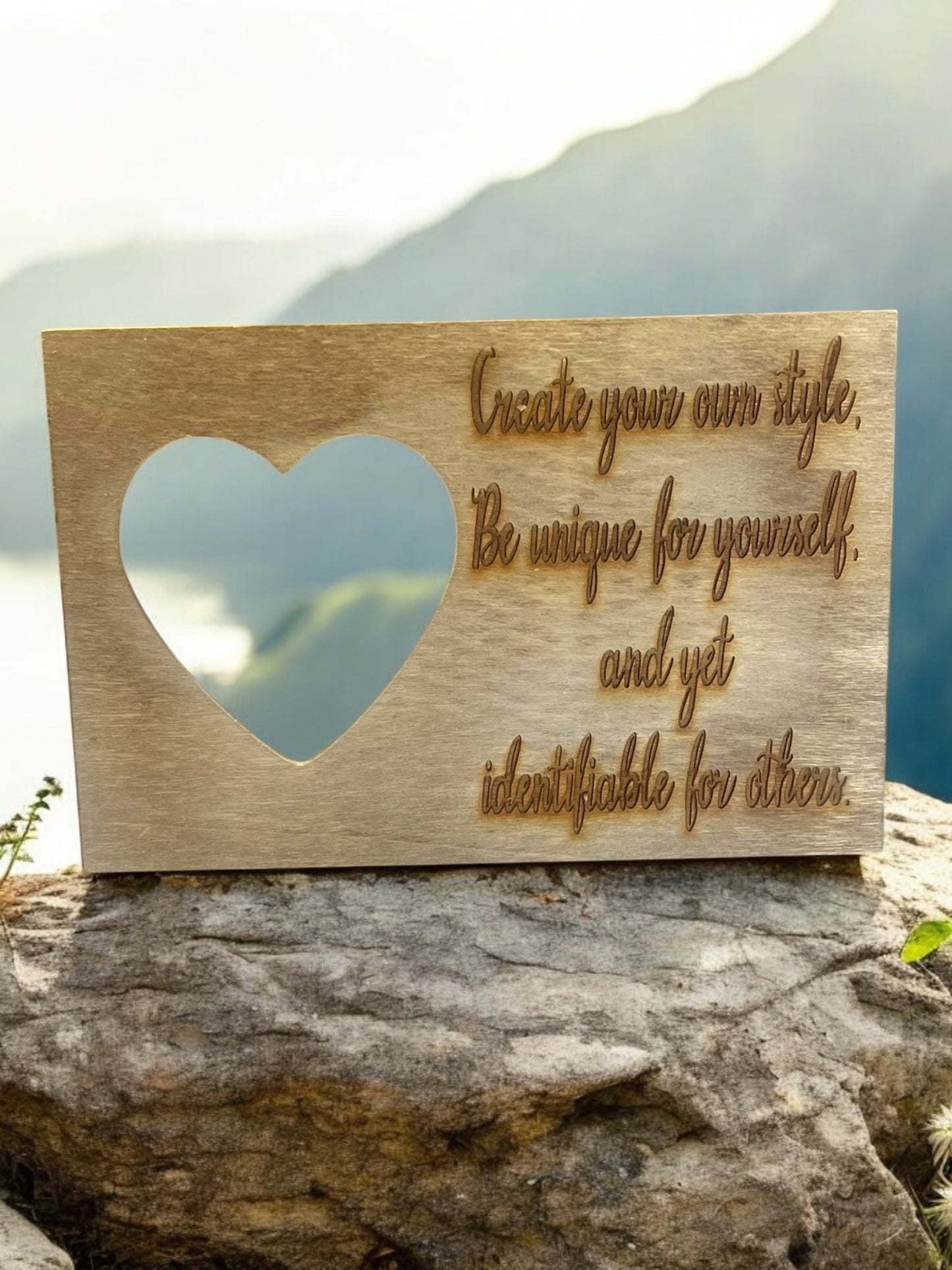 Heart-Shaped Wooden Engraved Picture Frame (7x5) - JoyfulBliss Co.
