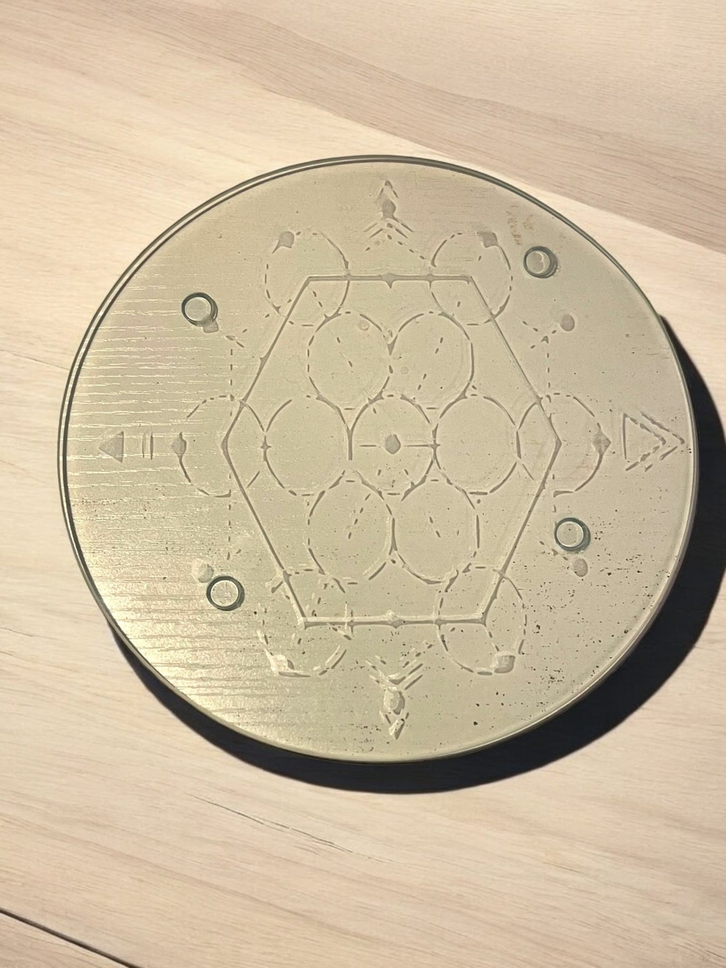 Mystic Impressions: Engraved Glass Spiritual Charging Plates 6in - JoyfulBliss Co.