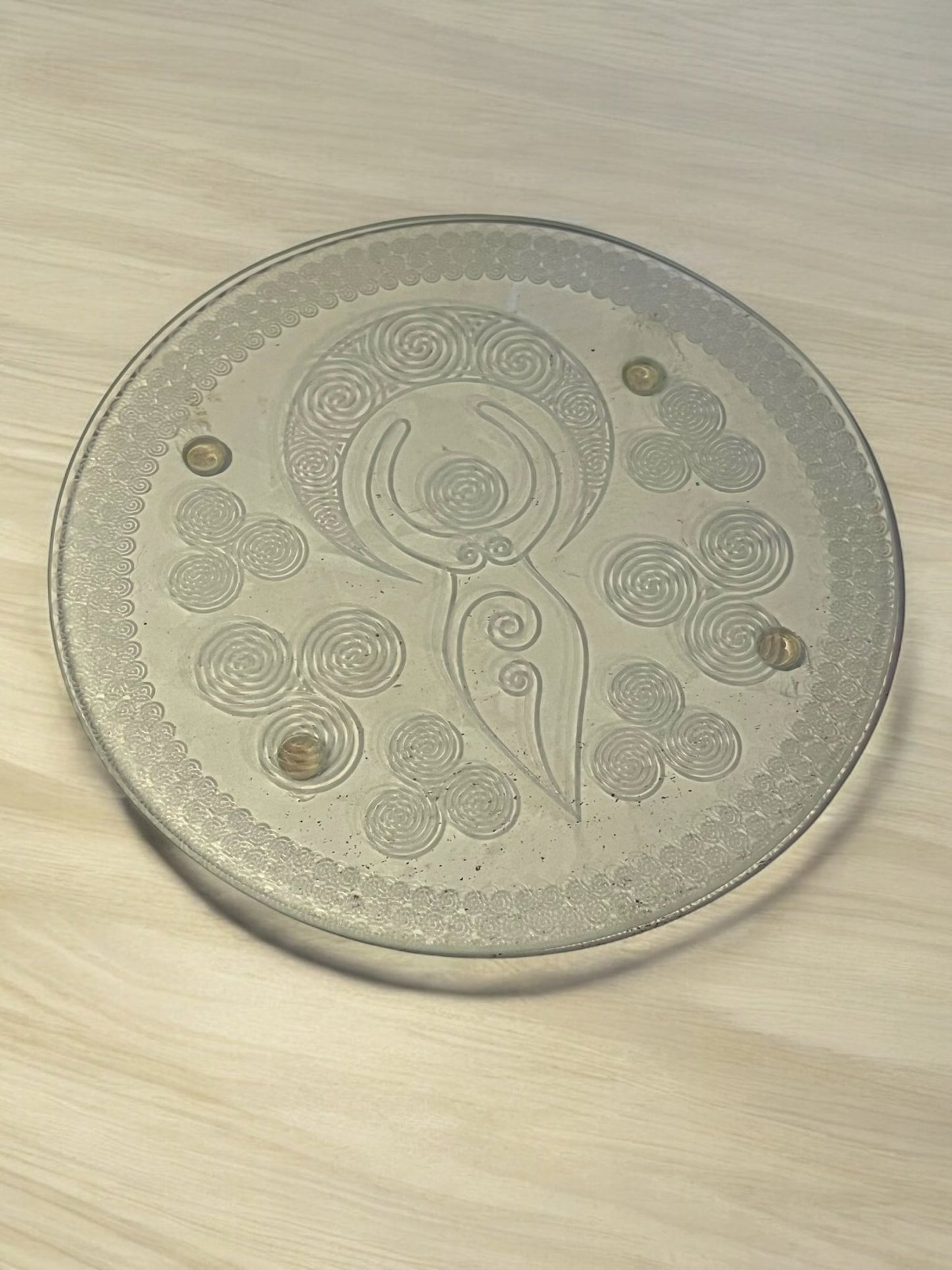 Mystic Impressions: Engraved Glass Spiritual Charging Plates 6in - JoyfulBliss Co.