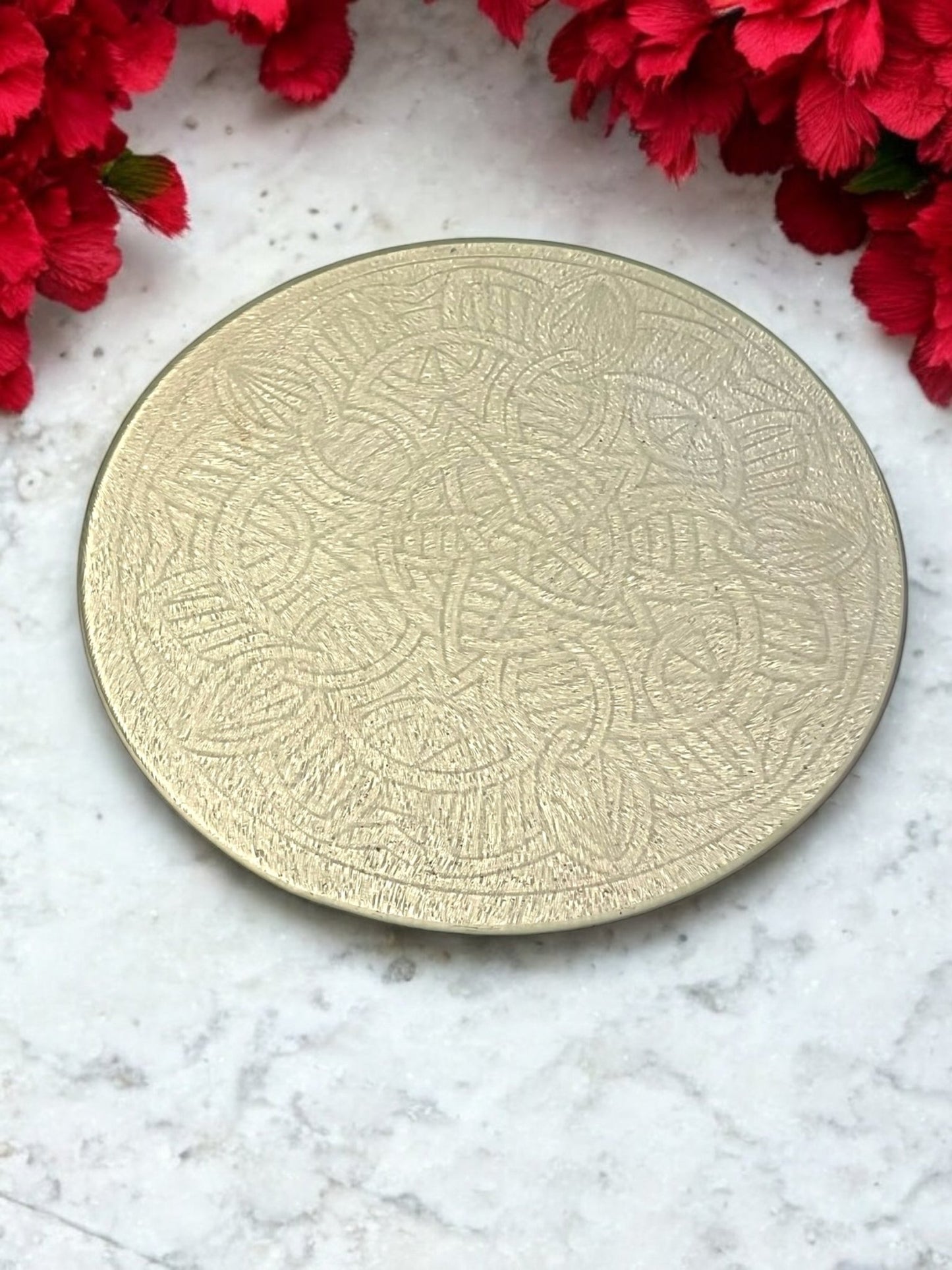 Mystic Impressions: Engraved Glass Spiritual Charging Plates 6in - JoyfulBliss Co.