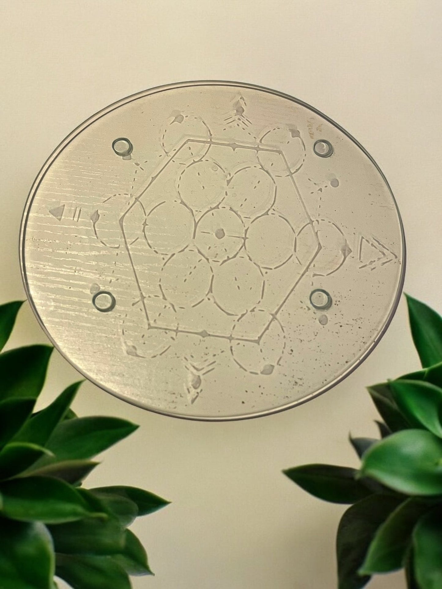 Mystic Impressions: Engraved Glass Spiritual Charging Plates 6in - JoyfulBliss Co.