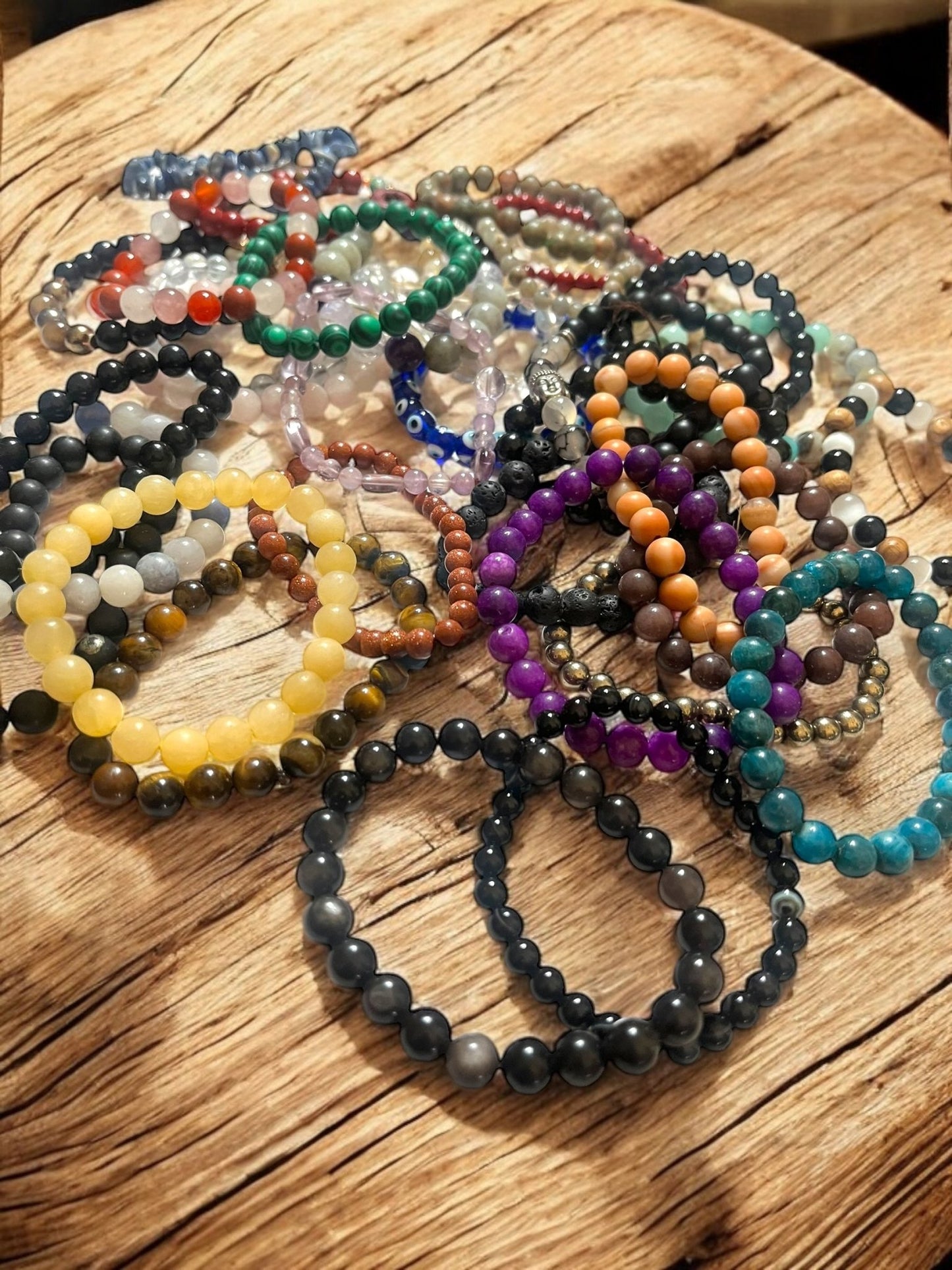 Natural Gemstone Bead Bracelets – Energy, Balance, Protection (Multiple Sizes & Stones Available) - JoyfulBliss Co.