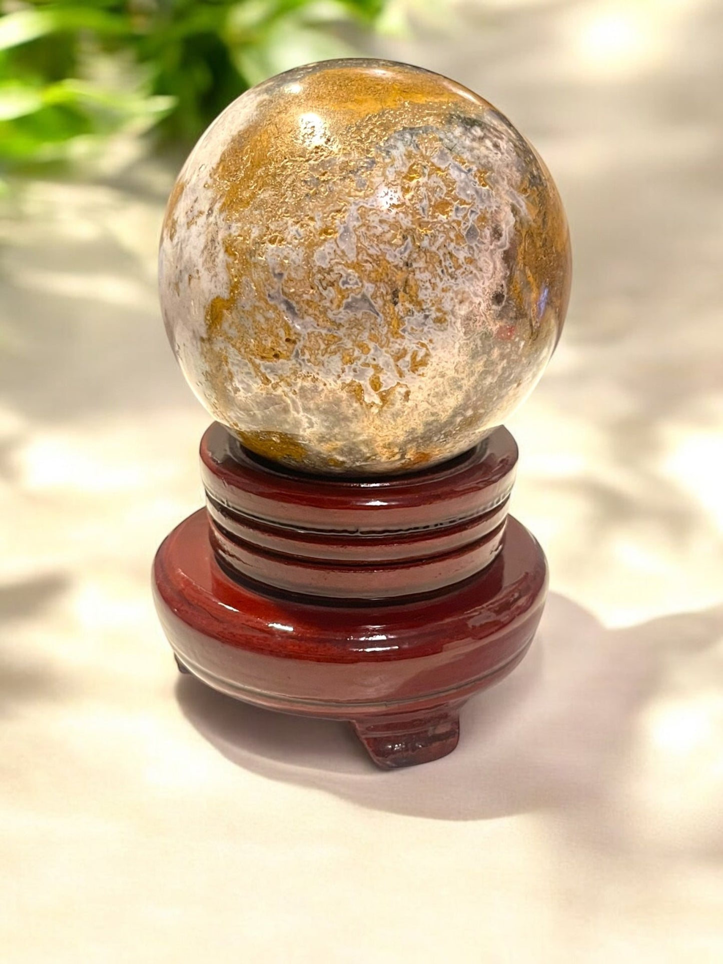 Ocean Jasper Sphere with Stand 80mm - JoyfulBliss Co.