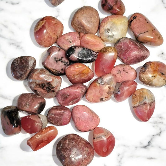 3 Rhodochrosite Tumbled Stones – Love, Healing, Joy + Organza Gift Bag