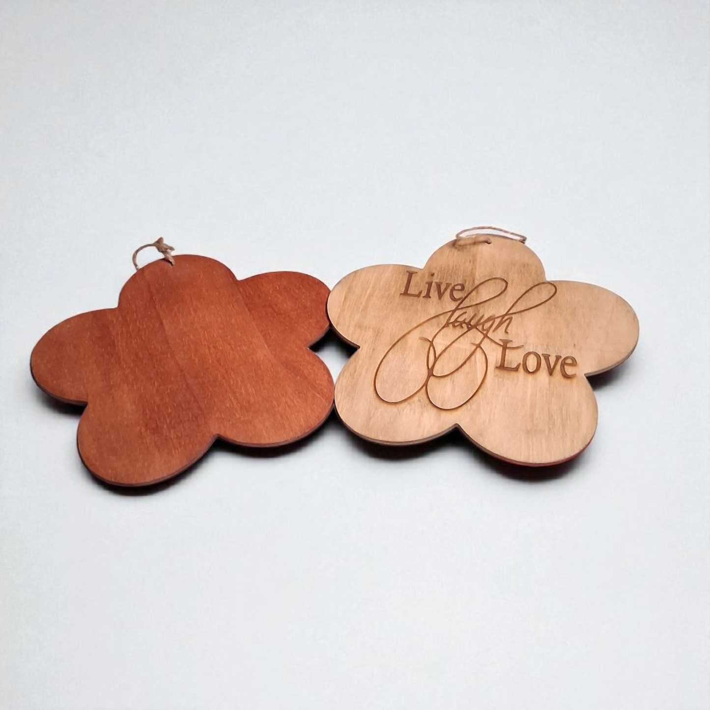 Engraved Wooden Flower Wall Hanging – “Live Laugh Love” & “If It Doesn’t Challenge You, It Won’t Change You” – 9” Inspirational Decor
