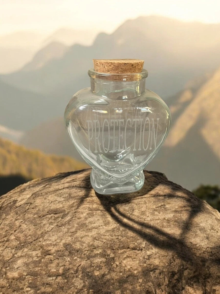 Heart of Protection Vase, Aura Shielding Engraved Spell Jar