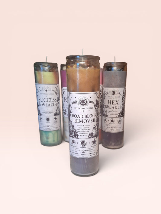 Road Block Remover Intention Candle | Spiritual Cleansing & Opportunity Ritual Candle | Lemongrass, Orange & Peppermint Soy Wax Candle