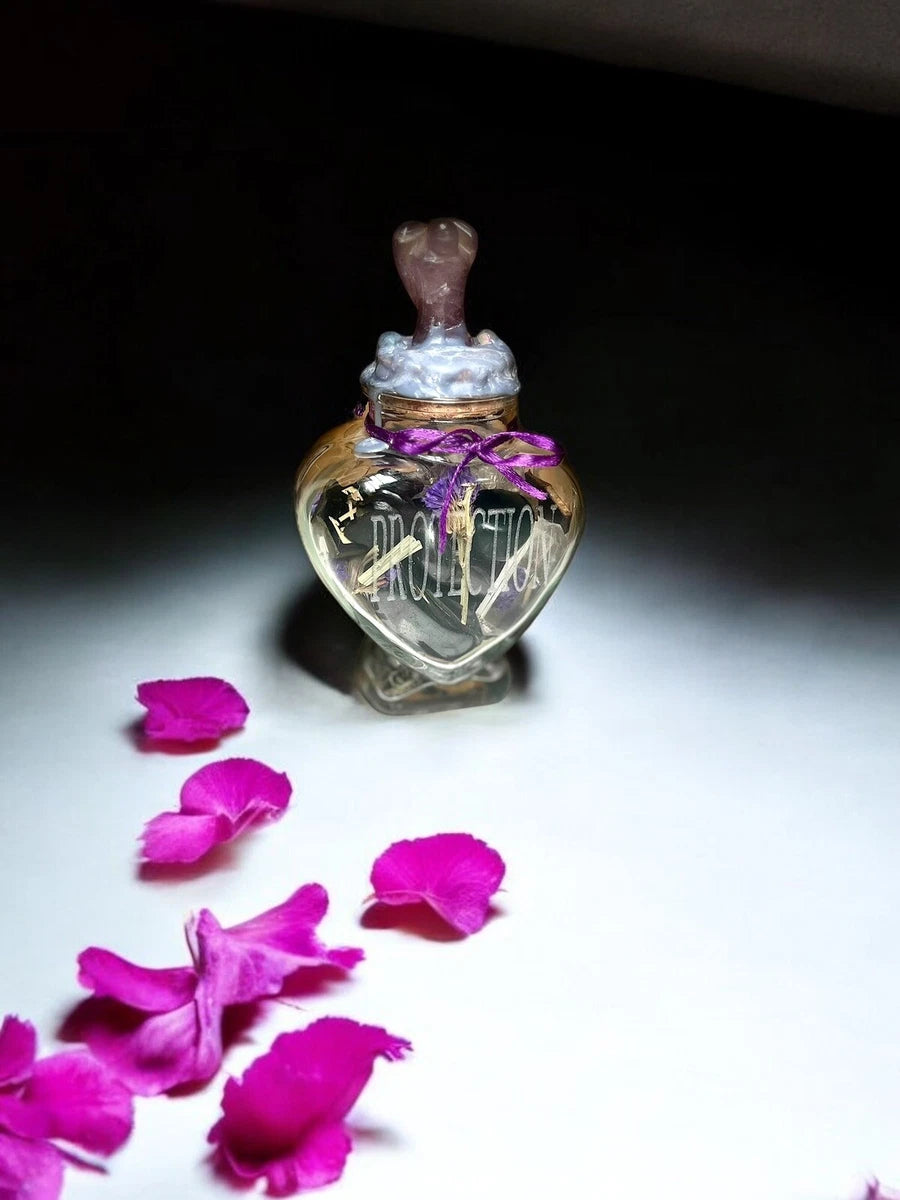 Heart of Protection Vase, Aura Shielding Engraved Spell Jar