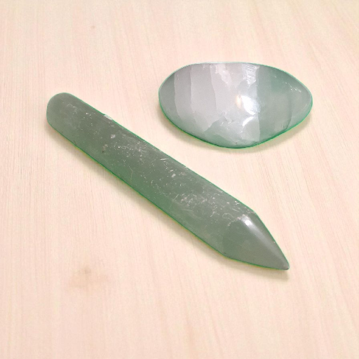 Selenite Point Wand (5") & Selenite Heart (4") – Crystal Healing & Energy Cleansing Set