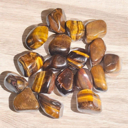 3 Tiger’s Eye Tumbled Stones – Confidence, Protection, Focus + Gift Bag