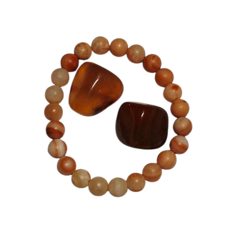 Carnelian Energy Bracelet with Two Carnelian Tumbled Stones – Motivation, Vitality & Confidence