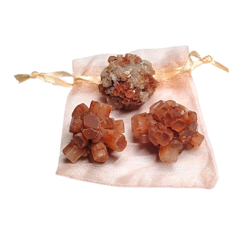 3 Natural Aragonite Heart Clusters Raw Healing Crystals in Gift Bag