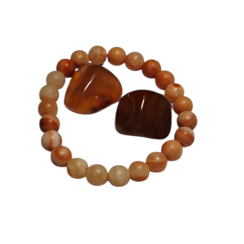 Carnelian Energy Bracelet with Two Carnelian Tumbled Stones – Motivation, Vitality & Confidence