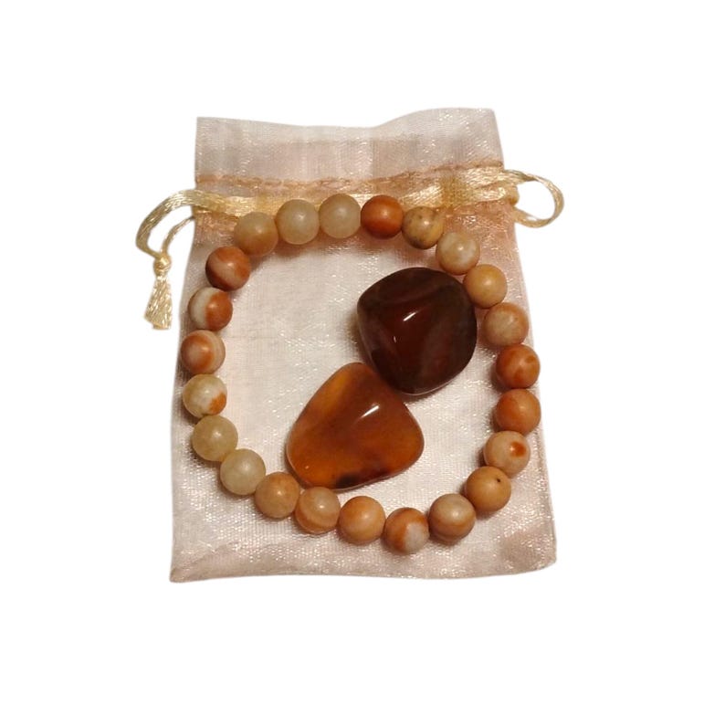Carnelian Energy Bracelet with Two Carnelian Tumbled Stones – Motivation, Vitality & Confidence