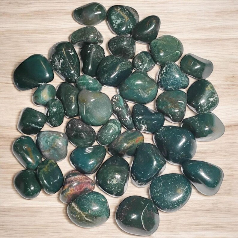 3 Bloodstone Tumbled Healing Crystals - Grounding Energy - Gift Bag Included