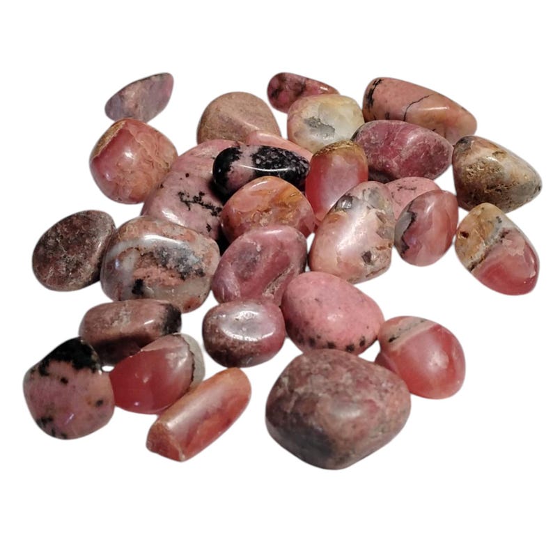 3 Rhodochrosite Tumbled Stones – Love, Healing, Joy + Organza Gift Bag
