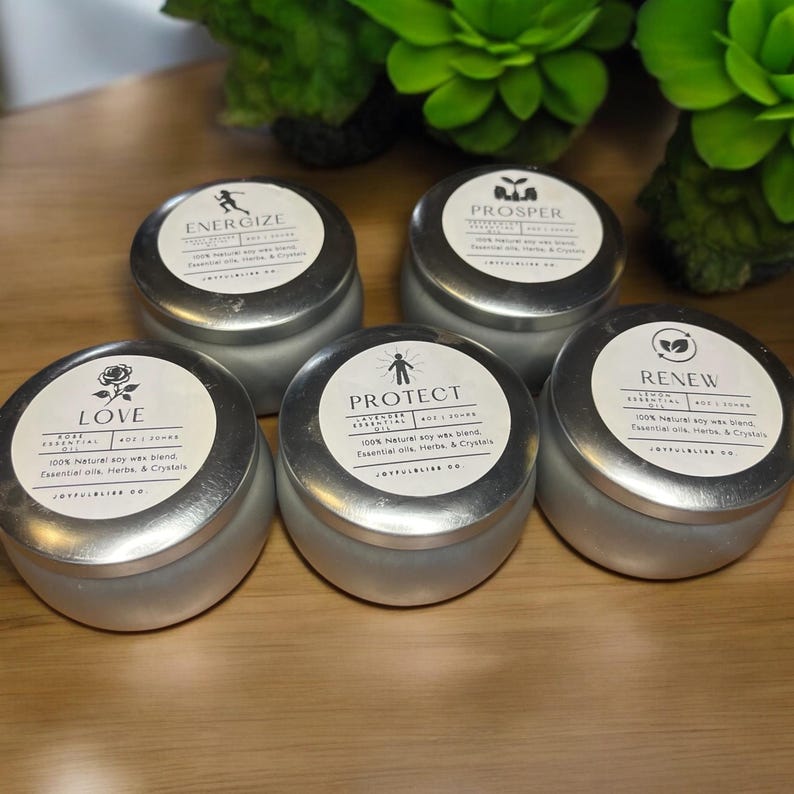 Love Candle – Rose Essential Oil with Herbs & Crystals | JoyfulBliss Co.