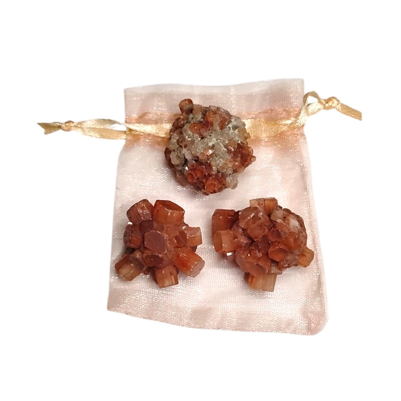 3 Natural Aragonite Heart Clusters Raw Healing Crystals in Gift Bag