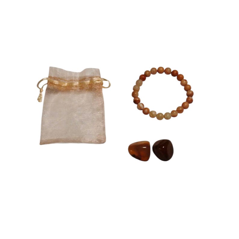 Carnelian Energy Bracelet with Two Carnelian Tumbled Stones – Motivation, Vitality & Confidence