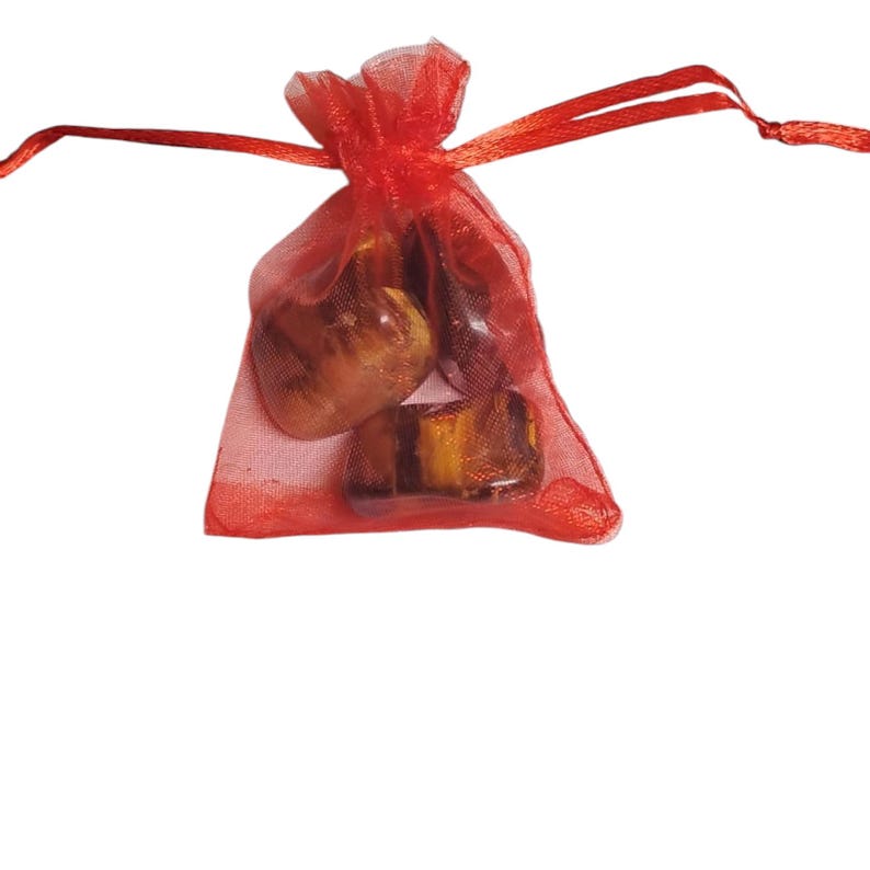 3 Tiger’s Eye Tumbled Stones – Confidence, Protection, Focus + Gift Bag