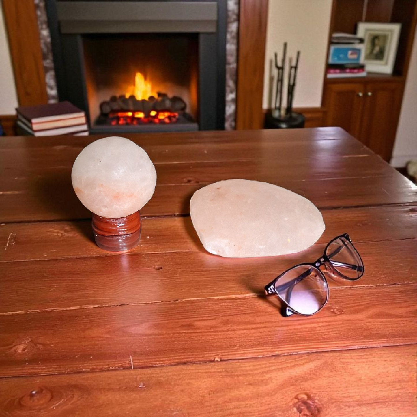 Himalayan Salt Heart (3") & Sphere (40mm) – Natural Crystal Carvings