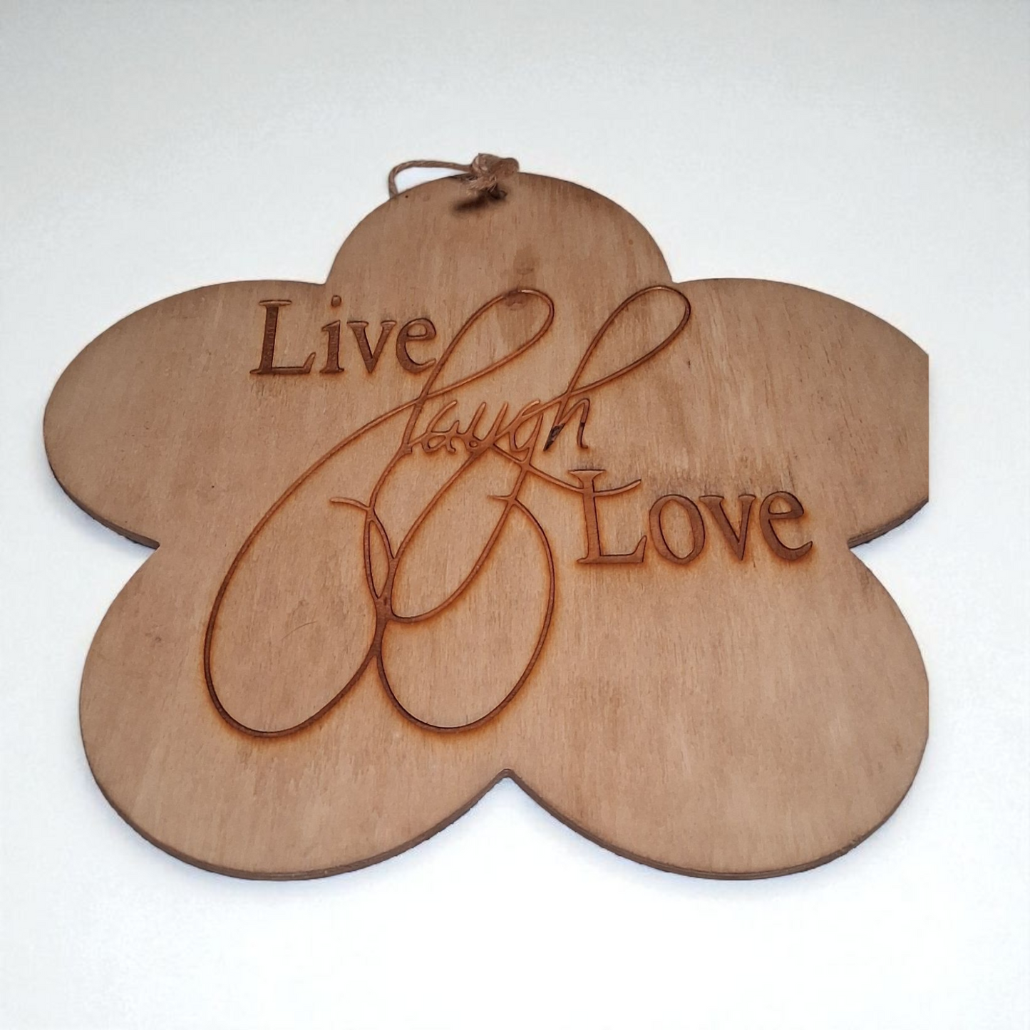 Engraved Wooden Flower Wall Hanging – “Live Laugh Love” & “If It Doesn’t Challenge You, It Won’t Change You” – 9” Inspirational Decor