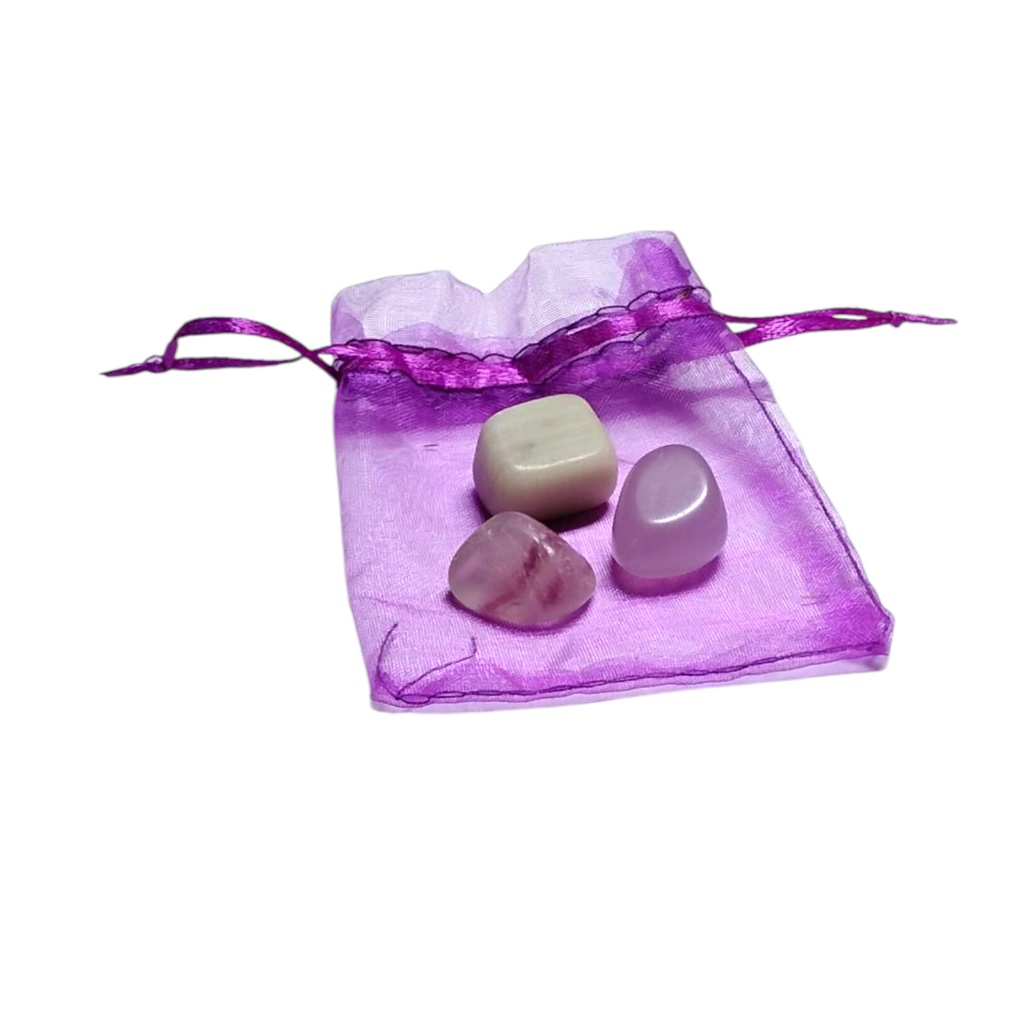 3 Fluorite Tumbled Stones – Focus, Clarity, Protection + Gift Bag Included