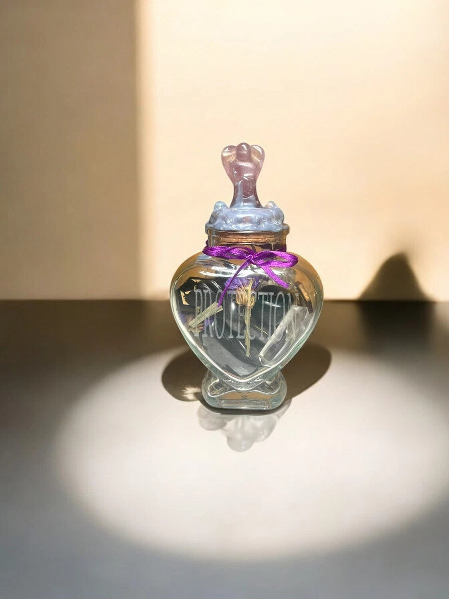 Heart of Protection Vase, Aura Shielding Engraved Spell Jar