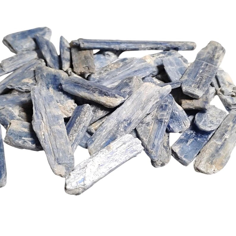 3 Raw Blue Kyanite Blades  Chakra Alignment, Clarity + Organza Gift Bag