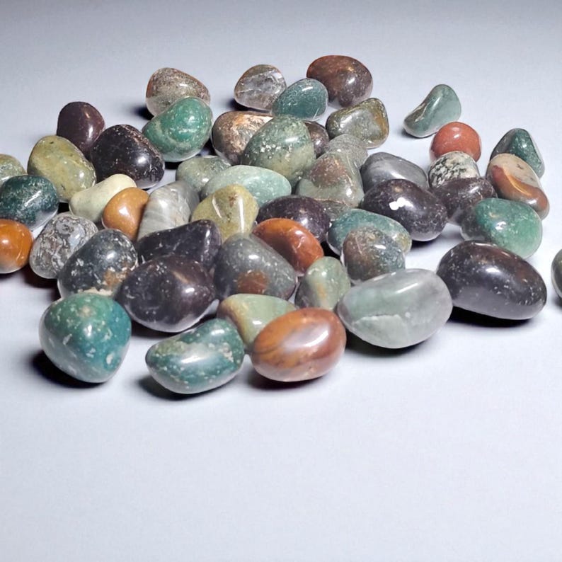 3 Fancy Jasper Tumbled Stones – Calm, Focus, Healing + Organza Gift Bag