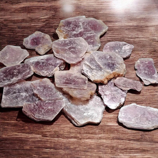 3 Raw Lepidolite Stones – Anxiety Relief, Peace, Balance + Gift Bag