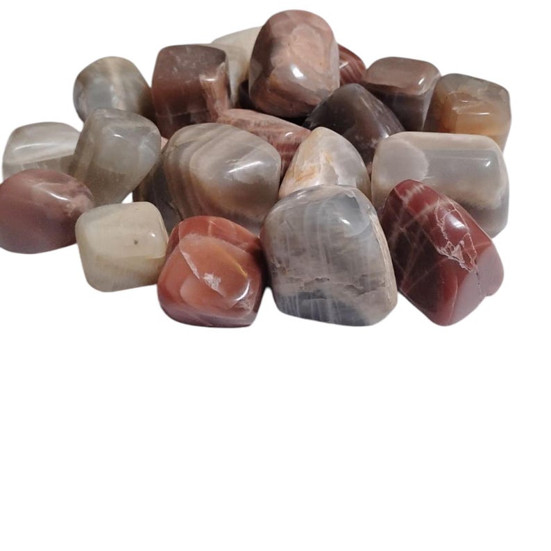 3 Multi-Color Moonstone Tumbled Stones – Intuition, Balance + Gift Bag