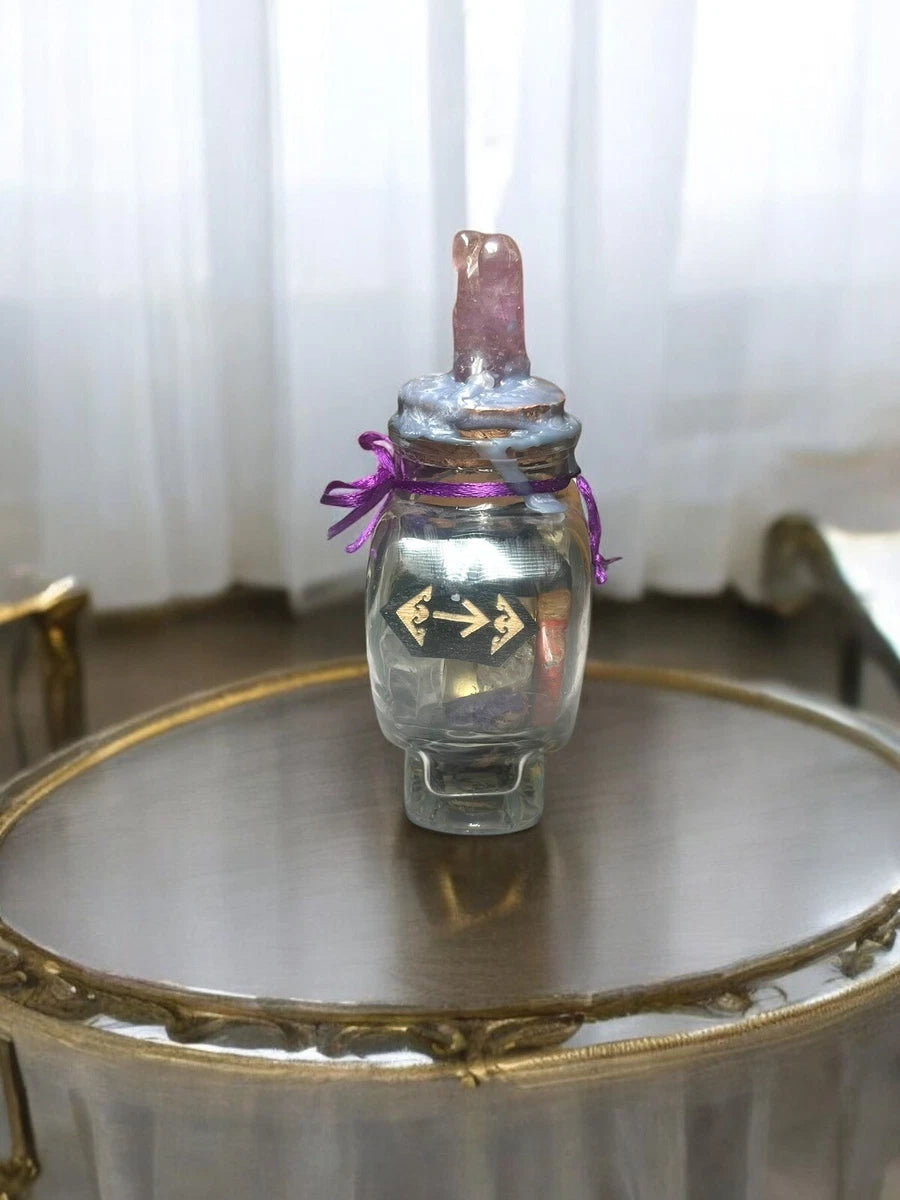 Heart of Protection Vase, Aura Shielding Engraved Spell Jar
