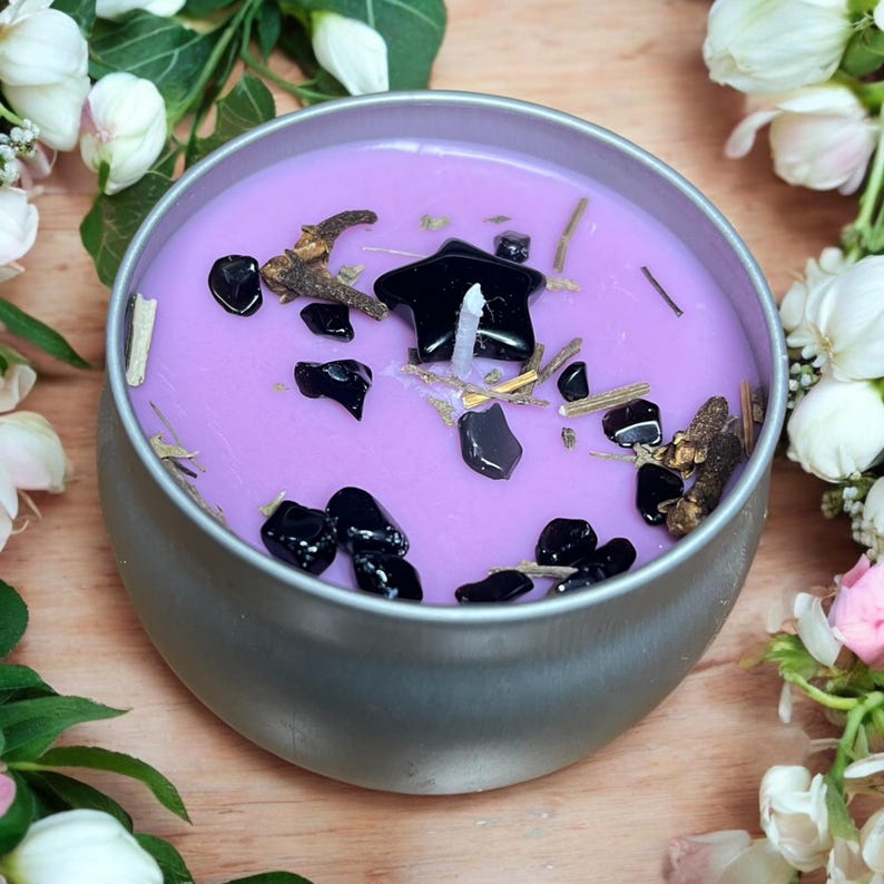 Protect Candle – Lavender Essential Oil with Herbs & Crystals | JoyfulBliss Co.