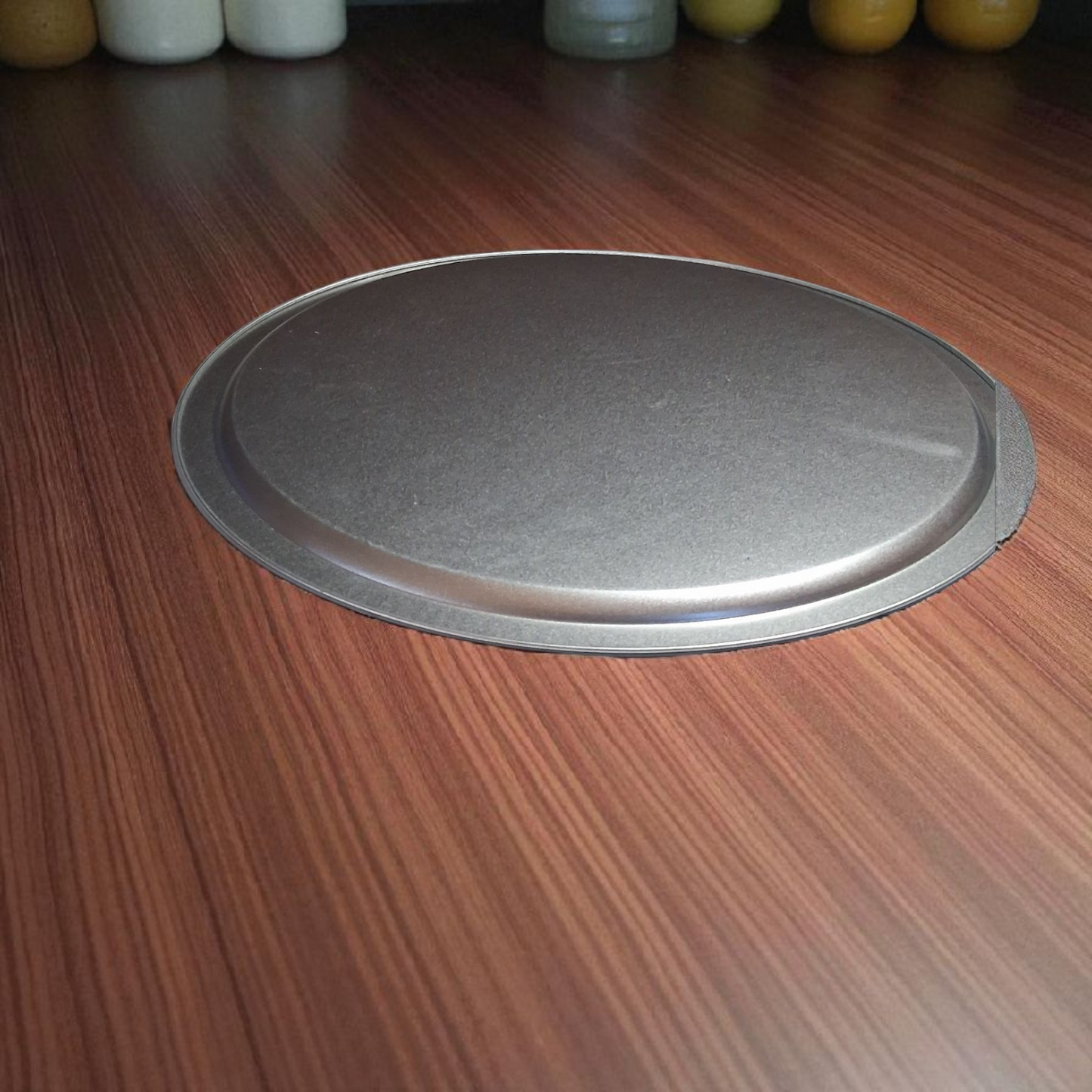 Engraved Silver Tray – 12" Round Decorative Moon Phase & Geometric Altar Plate