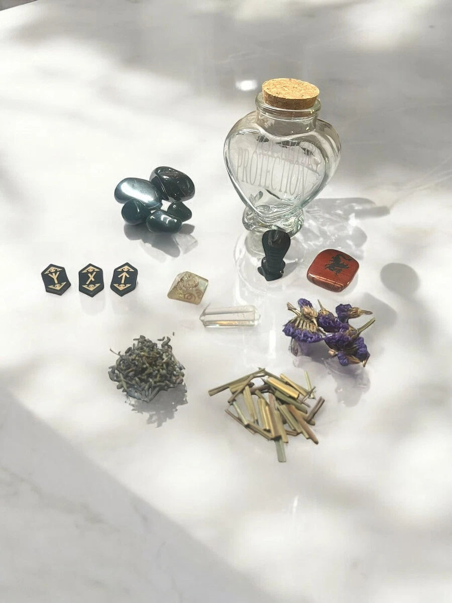 Heart of Protection Vase, Aura Shielding Engraved Spell Jar
