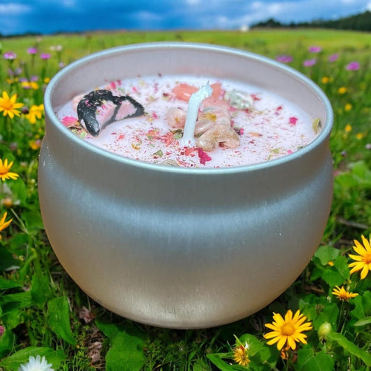 Love Candle – Rose Essential Oil with Herbs & Crystals | JoyfulBliss Co.