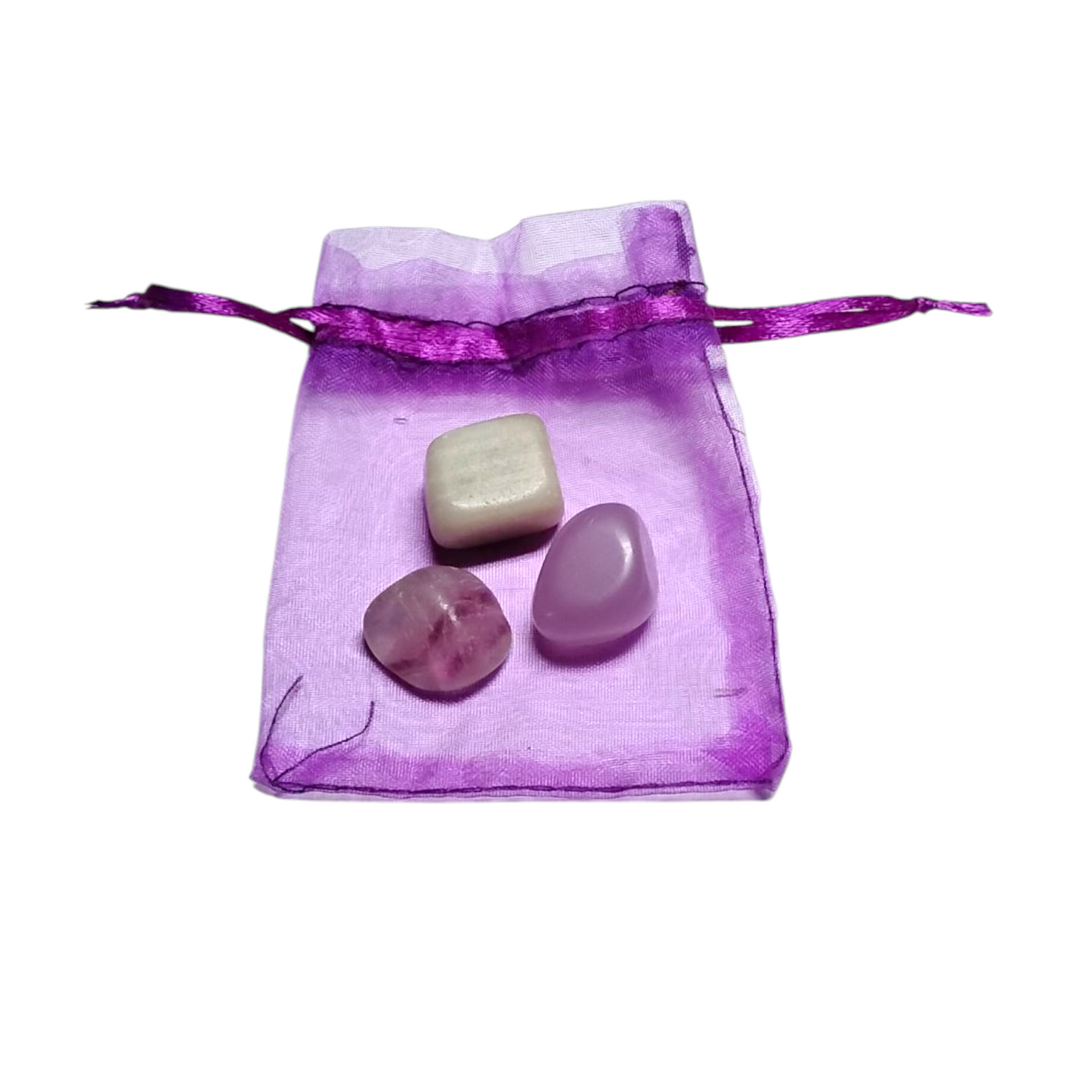 3 Fluorite Tumbled Stones – Focus, Clarity, Protection + Gift Bag Included