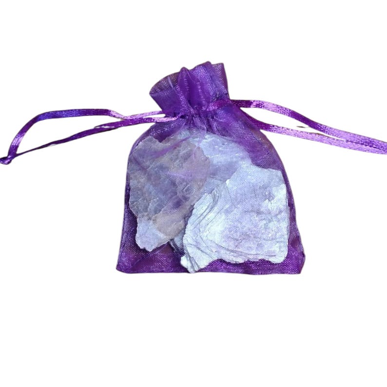 3 Raw Lepidolite Stones – Anxiety Relief, Peace, Balance + Gift Bag