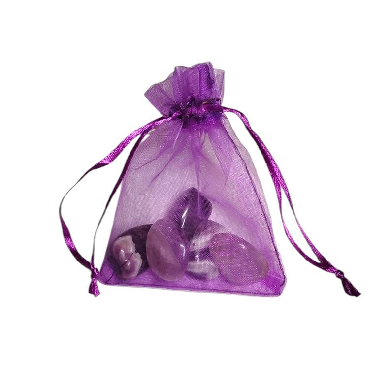 5 Chevron Amethyst Tumbled Stones – Intuition, Calm, Healing + Gift Bag