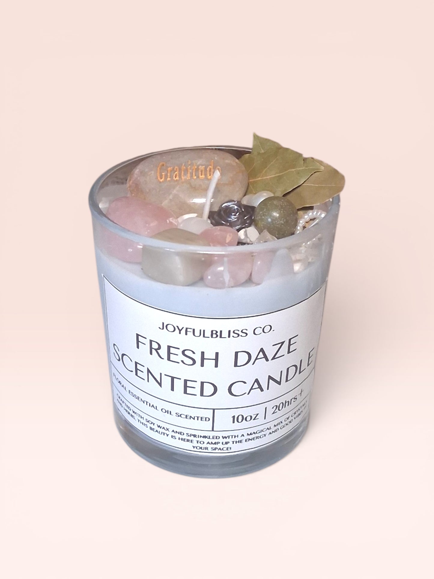 Fresh Daze Floral Essential Oil Scented Candle | Soy Wax Crystal Candle | Home Fragrance Decor | JoyfulBliss Co.
