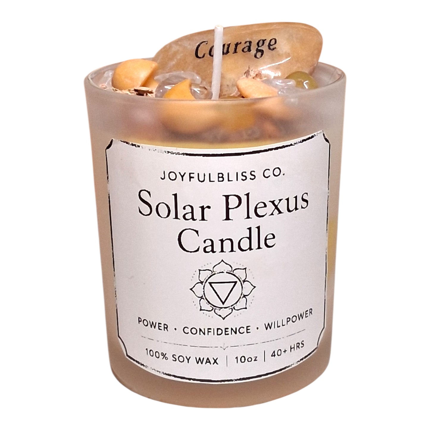 Solar Plexus Chakra Candle | Confidence & Courage Crystal Candle | Soy Wax Spiritual Healing Candle | Chakra Meditation Candle | JoyfulBliss Co.