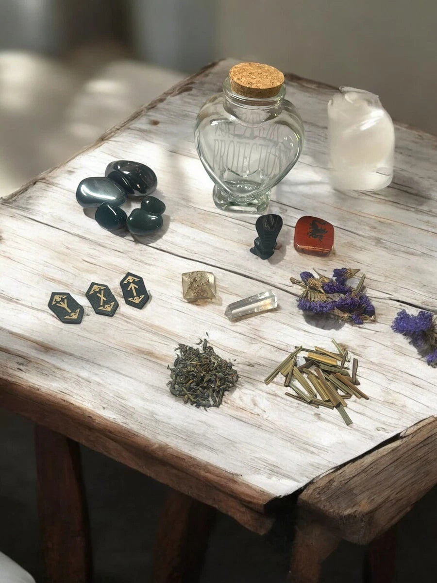 Heart of Protection Vase, Aura Shielding Engraved Spell Jar