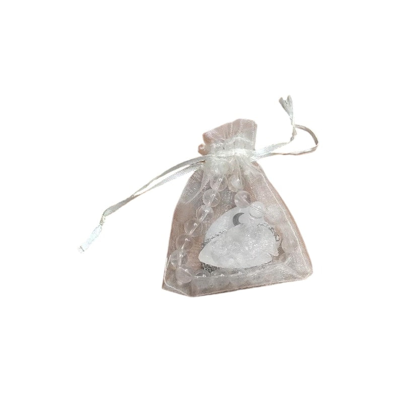 Clear Quartz Arrowhead Pendant Necklace, Bracelet & Totem Stone Set with Gift Bag