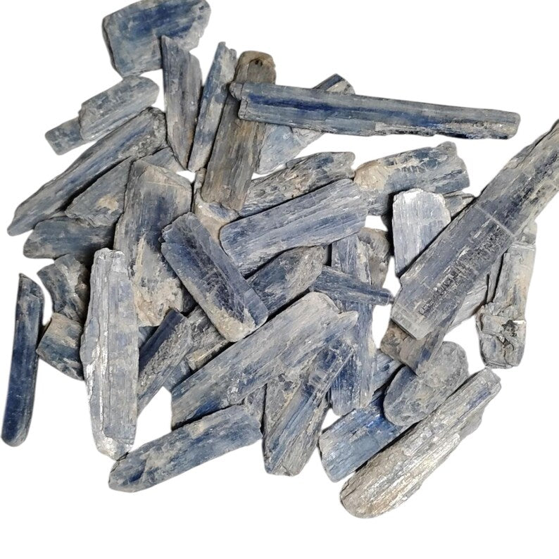 3 Raw Blue Kyanite Blades  Chakra Alignment, Clarity + Organza Gift Bag