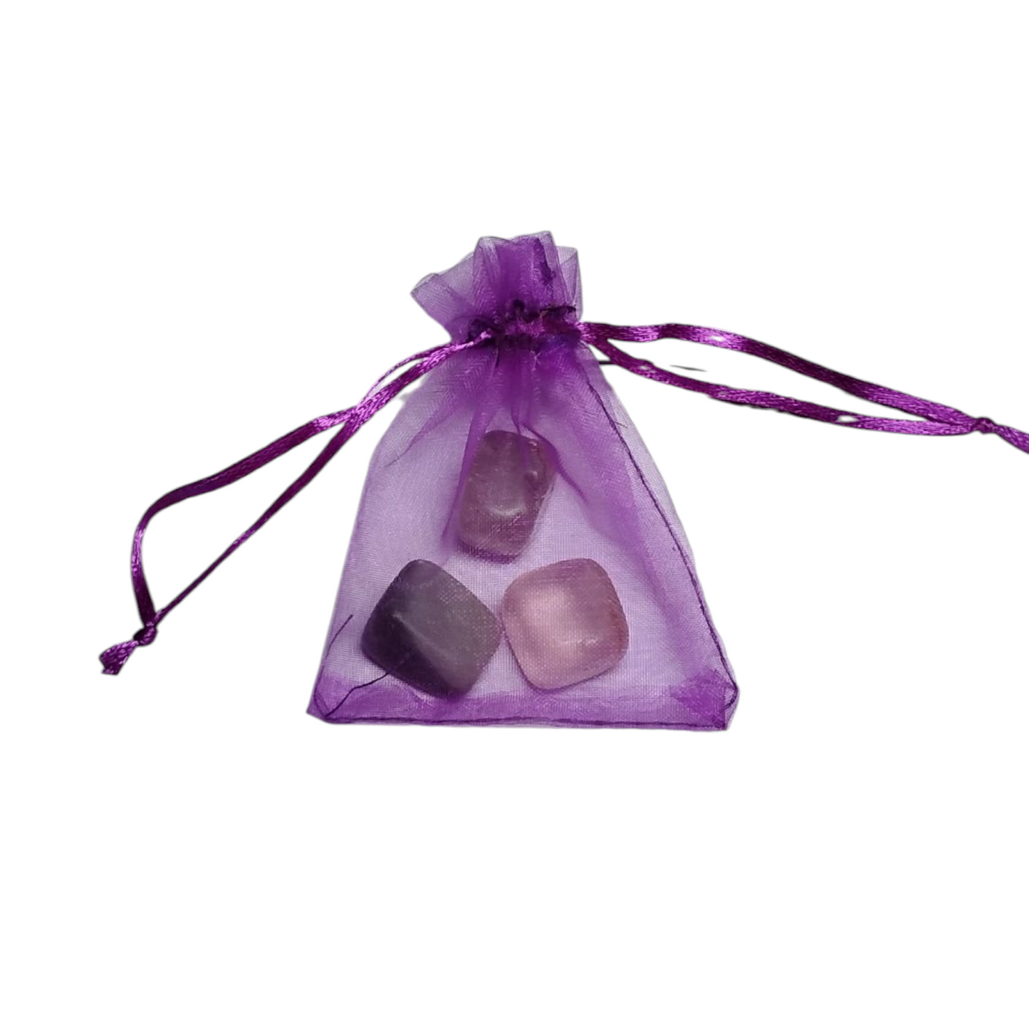 3 Fluorite Tumbled Stones – Focus, Clarity, Protection + Gift Bag Included