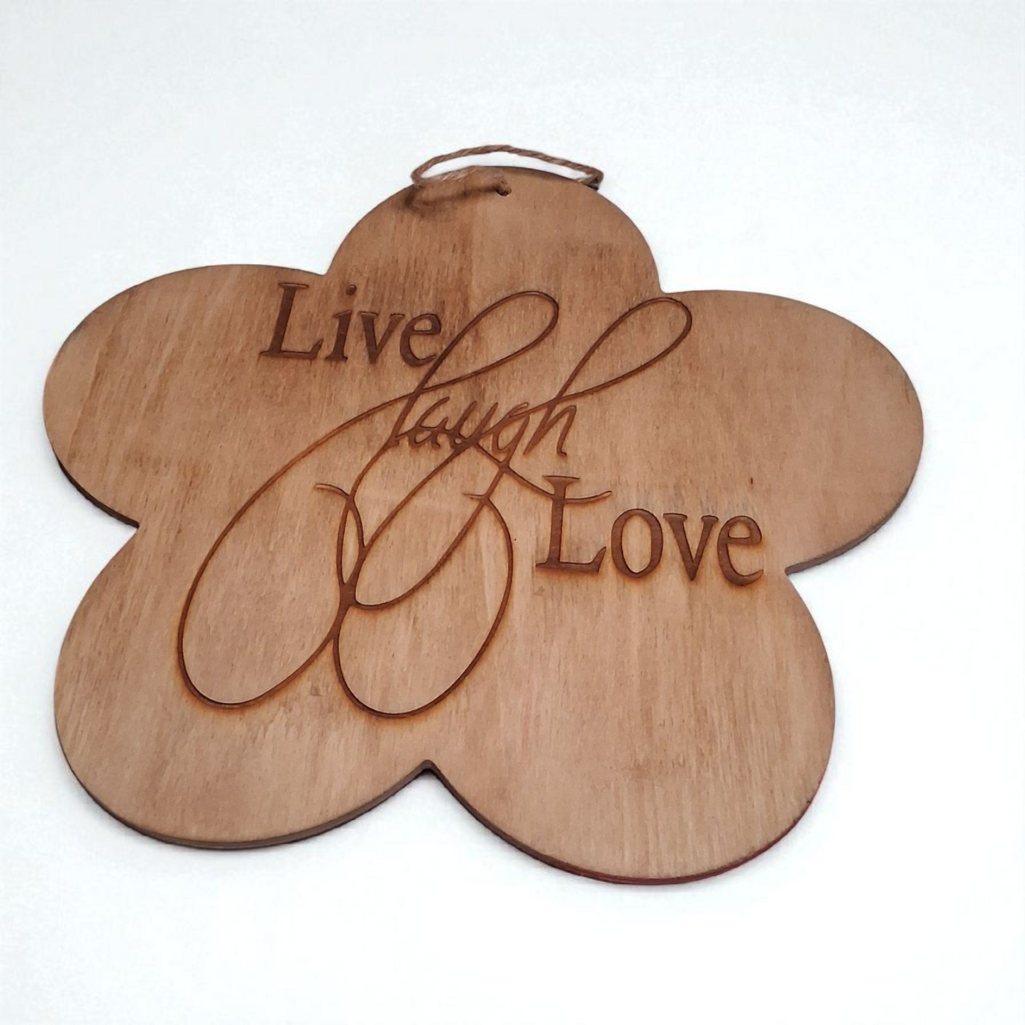 Engraved Wooden Flower Wall Hanging – “Live Laugh Love” & “If It Doesn’t Challenge You, It Won’t Change You” – 9” Inspirational Decor