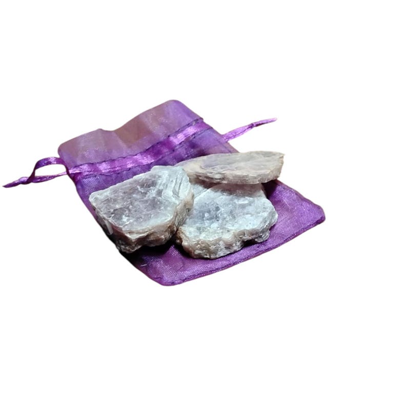 3 Raw Lepidolite Stones – Anxiety Relief, Peace, Balance + Gift Bag