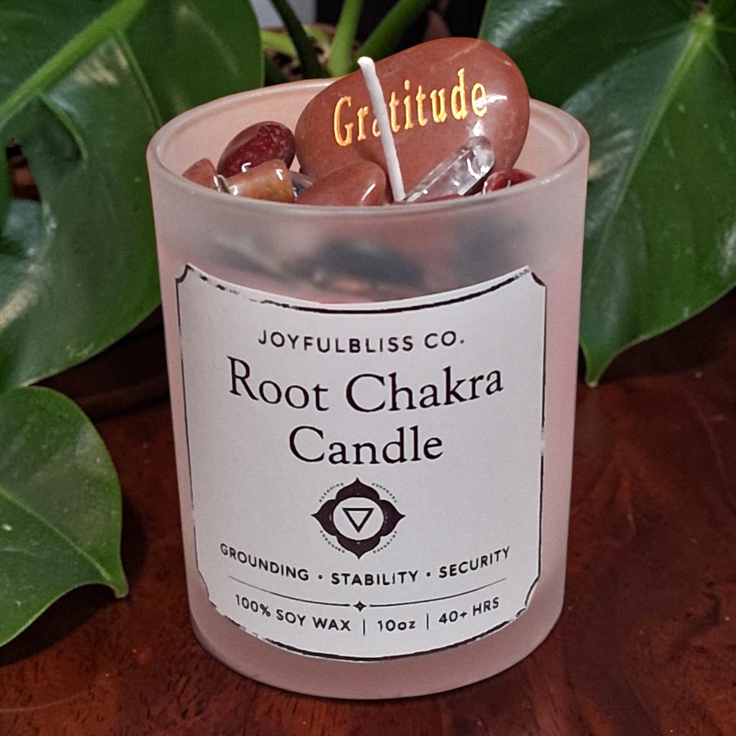Root Chakra Candle – Grounding Crystal Infused Soy Wax Candle | Stability, Security & Protection Ritual Candle | Chakra Healing Candle | JoyfulBliss Co.